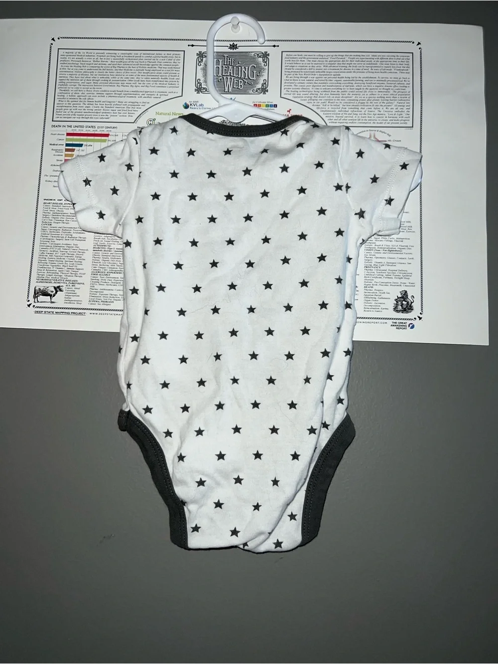 Amazon Essentials White One-Piece Bodysuit with Black Star Print